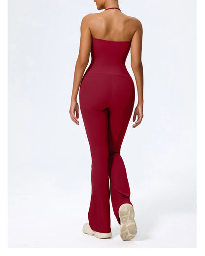 Women Yoga Jumpsuit - Sleeveless Quick Dry Workout Wear with Backless Sportswear Design