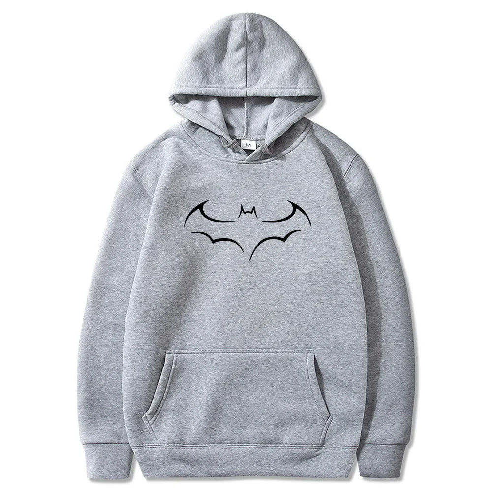 2026 New Spring and Autumn Men's Fashion Trend Personalized Bat Print Hoodie Loose Casual Top Hoodie Comfortable and Warm