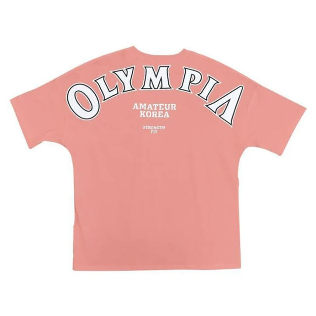 OLYMPIA Cotton Gym Shirt Sport T Shirt Men Short Sleeve Running Shirt Men Workout Training Tees Fitness Loose large size M-XXXL