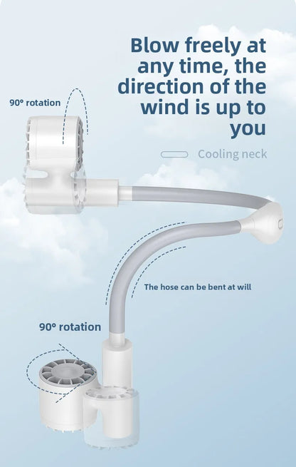 Portable Lightweight Halter Neck Air Cooling Fan Usb Rechargeable Outdoor Travel Sport Wearable Mini Hanging Neck Fan 3gear Wind