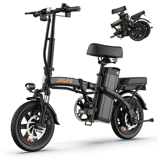 URLIFE 14 Inch Foldable Adult Electric Bike Peak 500W Motor 48V 7.5Ah Removable Battery Up To 40 Miles Range 3H Fast Charging City Commuter Folding Ebike