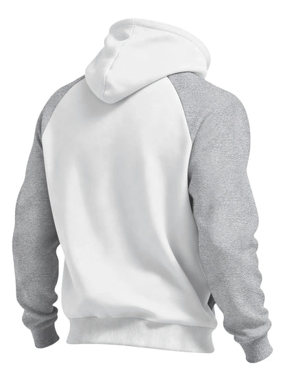 New Autumn Ainter Outdoor Sports Style Raglan Contrast Color Hooded Sweatshirt Fashionable Trendy Versatile Men's Tops