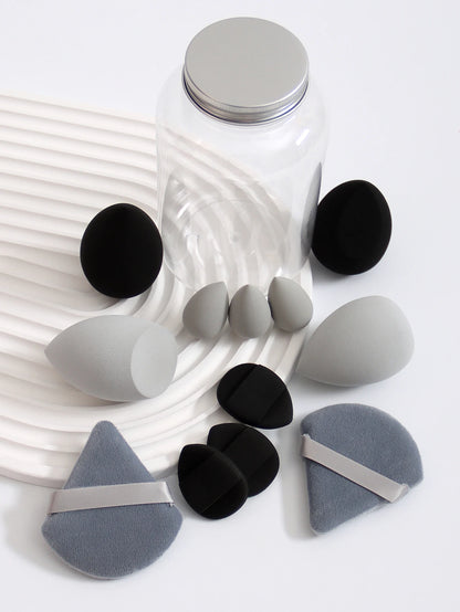 Makeup Sponge Set – 12 Piece Latex Free Sponges with Storage Jar for Wet Dry Use