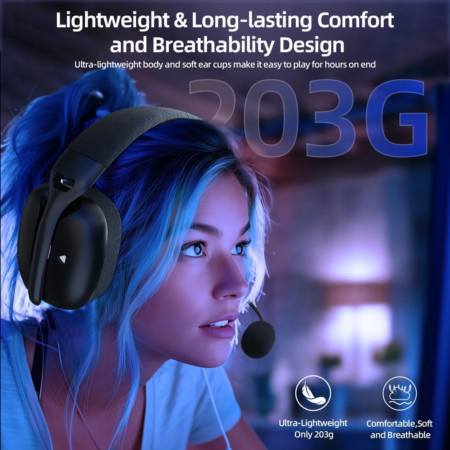 L80 PRO 3-in-1 Tri-Mode Gaming Headset 2.4G Wireless Bluetooth5.3 3.5mm Wired Lightseed Wireless Tech 20ms Ultra Low Latency