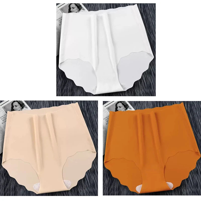 Ultrathin Panties Women - Plus Size Ice Silk High Waist Seamless Briefs