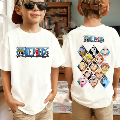 One Piece Japanese Anime Printed Men's T-Shirt Roronoa Zoro Boy Children's Harajuku Short Sleeve Kids Luffy T-shirt Clothing