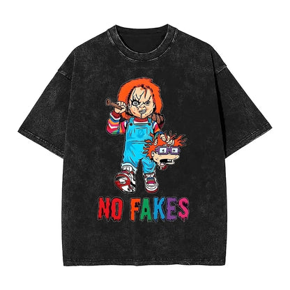 Chucky and Tiffany Halloween T-Shirt - Casual Oversized Tee for Men and Women - ZOOMNSTORE