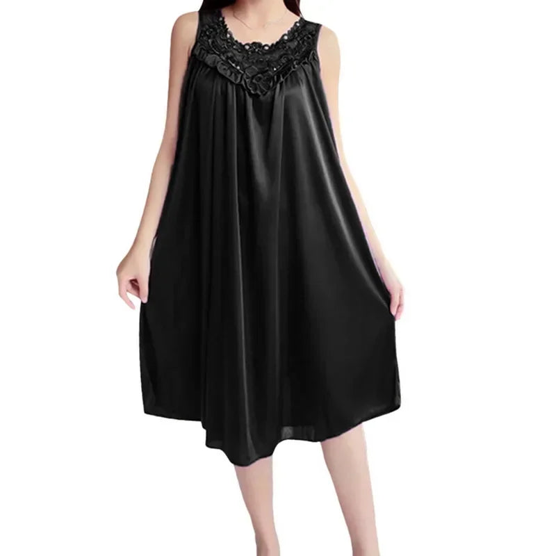 Women Nightgowns Satin Lace Sleepwear Nightwear Sexy Pyjama Women Home Clothing Sleepwear Female Free Size Lingerie Gown Robe