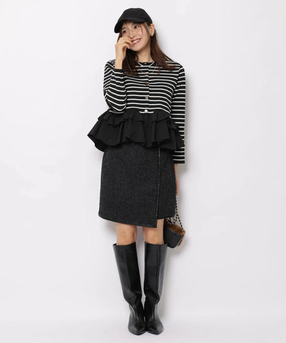 Fashionable Stripe Knitted Sweater Loose Fit Color Block Neckline Long Sleeve Women's Autumn Winter Casual Style Breathable