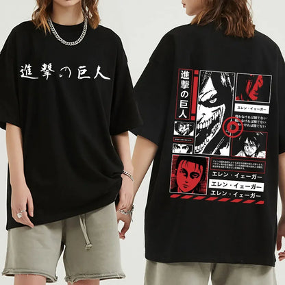 Anime Attack on Titan T-Shirt Ackerman Mikasa Eren Jaeger Cherry Blossom Graphics Logo T Shirt Clothes Men's Cotton T Shirts