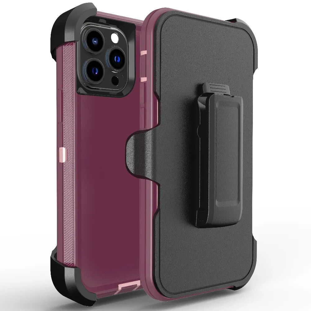 Luxury OTT Armor BOX Phone Case for IPhone 17 Air 16 15 14 Plus 13 12 Pro Max Soft Bumpers with Belt Clamp Protective Hard Cover