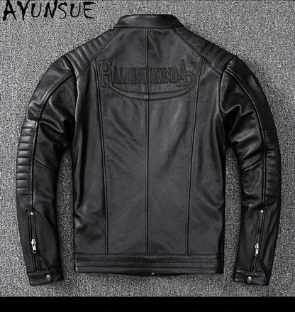 Mens Leather Jacket Autumn Men Clothing Handsome Motorcycle Jackets Two Colors Short Coats Kurtka Męska Skórzana Slim
