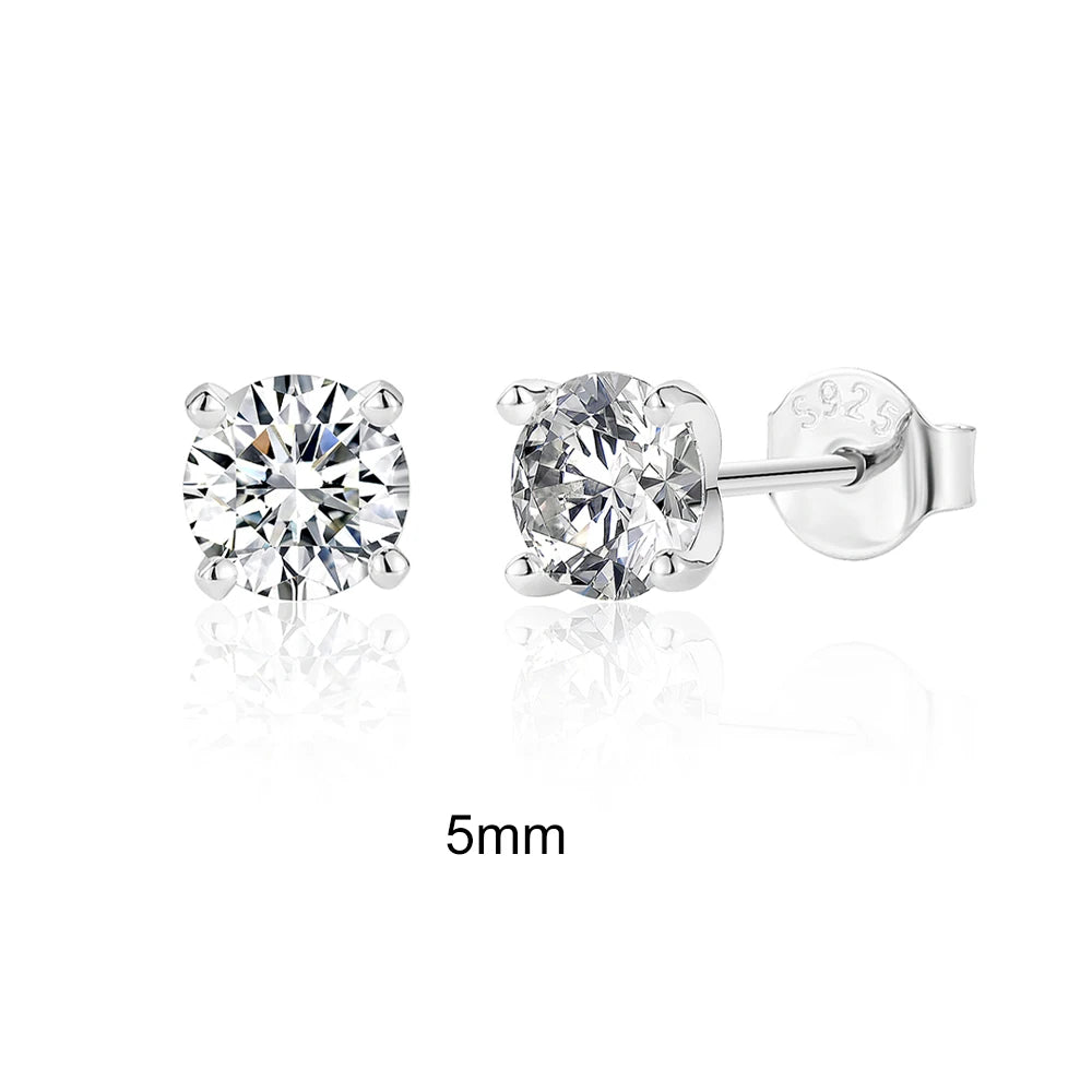 Moissanite Stud Earrings - 0.5 Carat D Color 925 Sterling Silver Sparkling Ear Studs