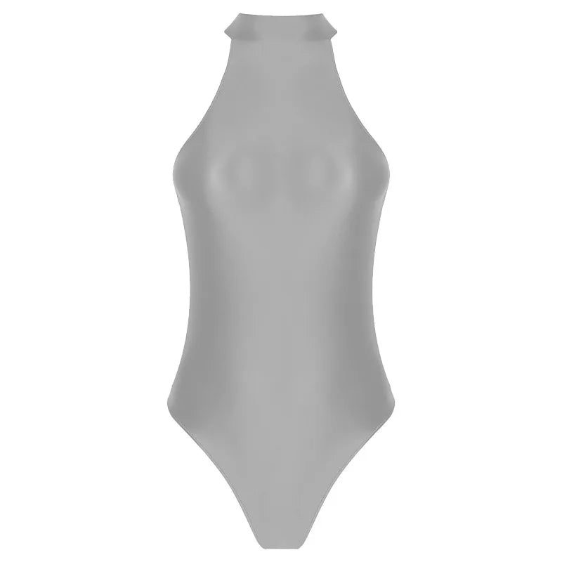 Formal Gymnastics One-Piece Swimming Suit, Sleeveless, Stand-Up Collar, High Hip Gymnastics Suit, Tight Yoga One-Piece Dress