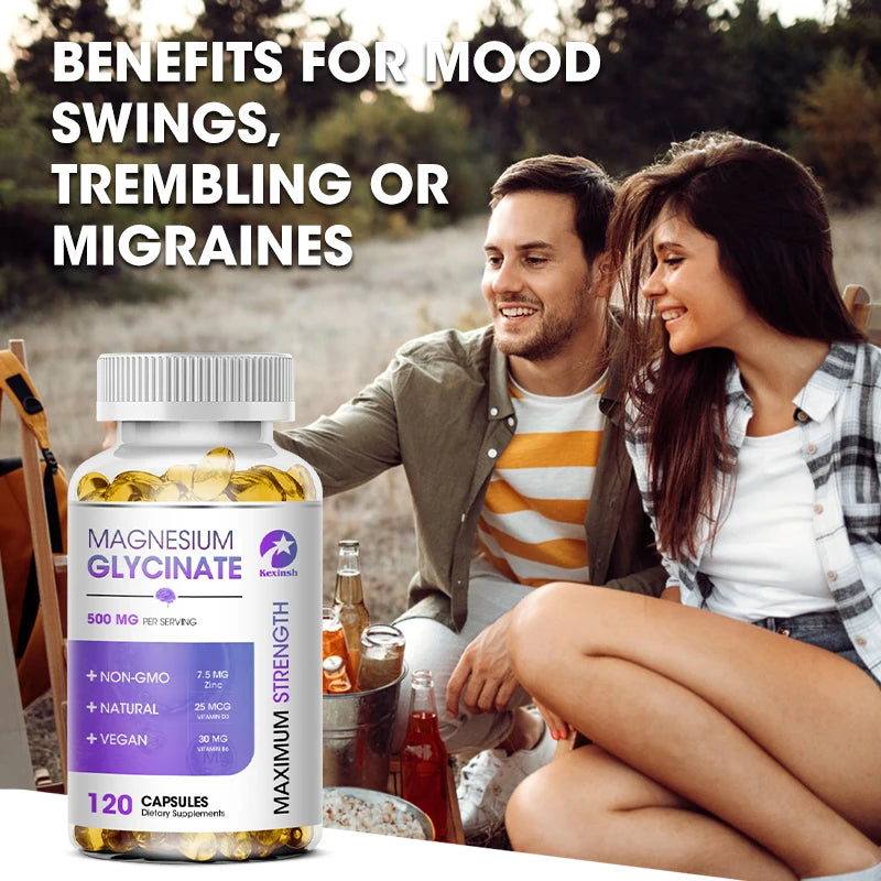 Kexinsh Magnesium Glycinate Supplement 500mg with Zinc,Vitamin D3 B6 Promotes Natural Sleep, Reduces Stress and Anxiety Non-GMO