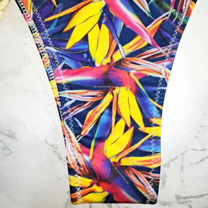Sexy Floral Print Brazilian Bikini Bottom Women's Swimwear High Waisted New V Thong Swimsuit Bathing Suit Women Swimwear Women