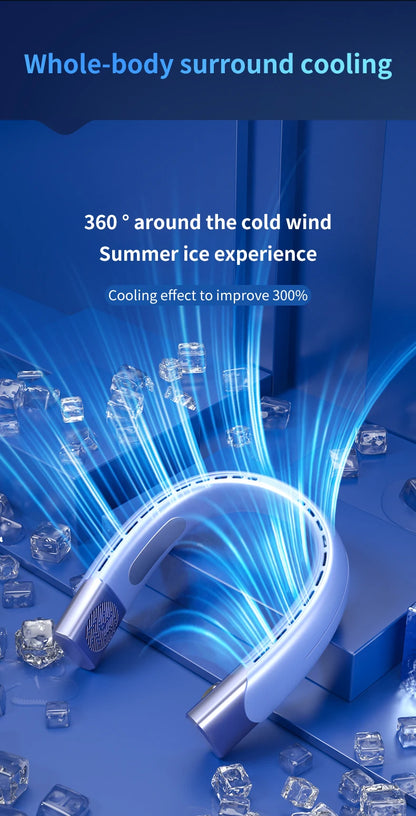 Portable Neck Fan Wearable Air Conditioner USB Rechargeable Air Cooler 5 Speed Electric Fan for Outdoor Ventilator 5000mAh Fans