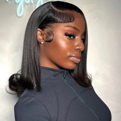 Vietnamese Human Hair Wig - 13x6 Lace Frontal Wig, 250% Density, Natural Black Bob