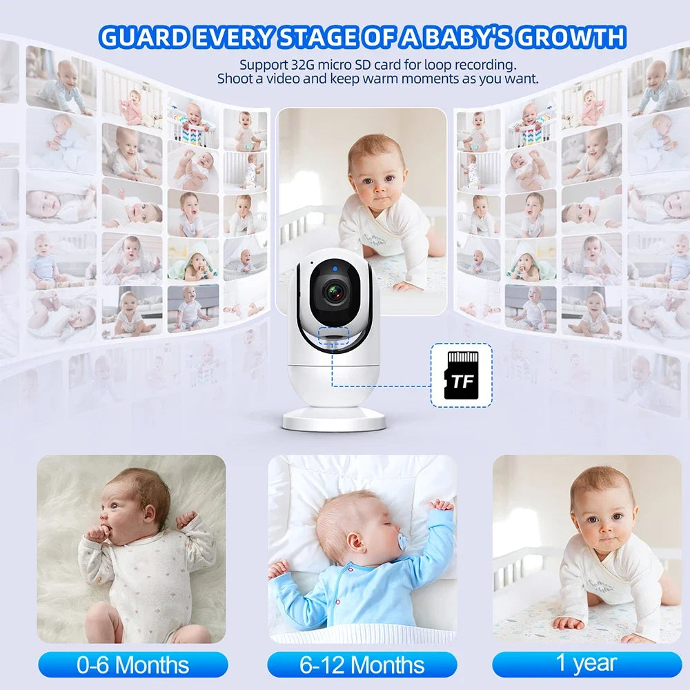No WiFi 7 Inch Baby Monitor 2-Way Audio Night Vision 4X Zoom  Wireless Kids Protection Surveillance Video Camera 5000mAh Battery