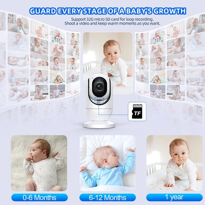 No WiFi 7 Inch Baby Monitor 2-Way Audio Night Vision 4X Zoom  Wireless Kids Protection Surveillance Video Camera 5000mAh Battery