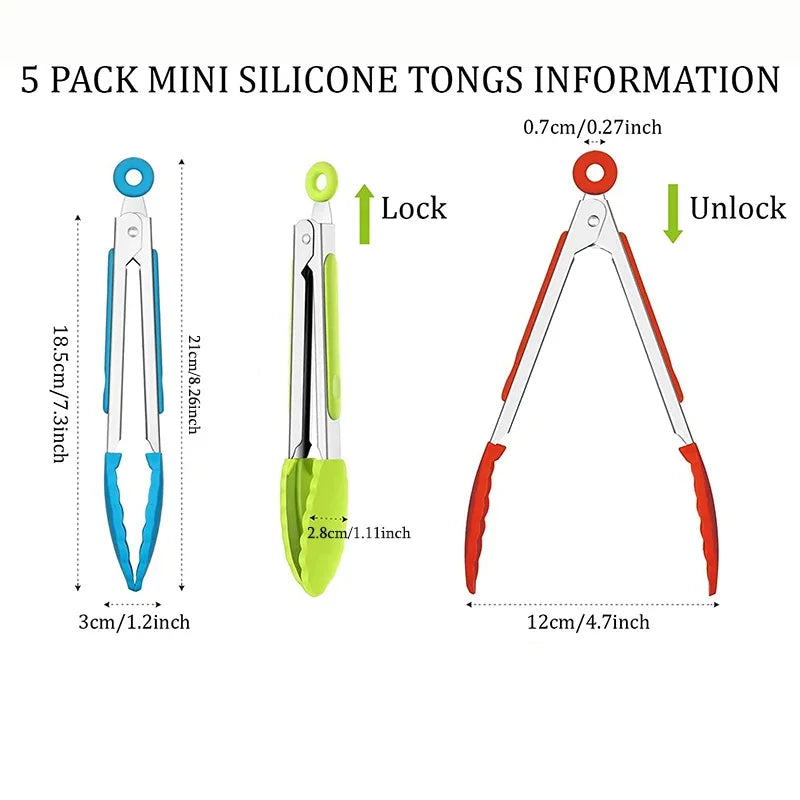 Silicone Kitchen Tongs – Non-Slip Stainless Steel Cooking & BBQ Clamp