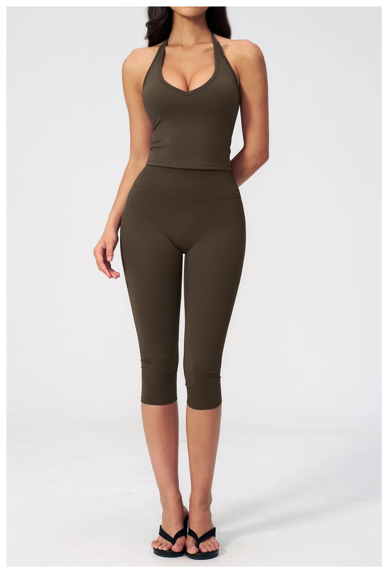 Women 2 Piece Yoga Set High Waist Capri Leggings Sports Bra Crop Top Workout Gym Athletic Outfits Female Fitness Activewear Suit