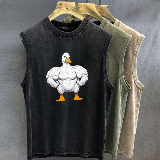 Men's Oversized Tank Top – Vintage Washed Graphic Sleeveless Vest
