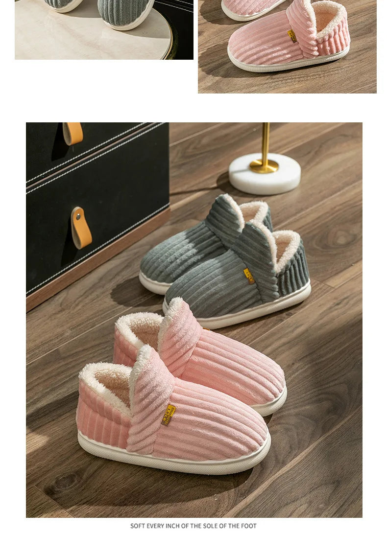 Mens Plush Indoor Slippers - Soft Fluffy Cotton House Shoes - ZOOMNSTORE
