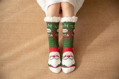 New Winter Kids Cartoon Christmas Socks Boys Girls Thicken Cotton Warm Floor Children Sock Non-Slip Thermal Cute Family Socks