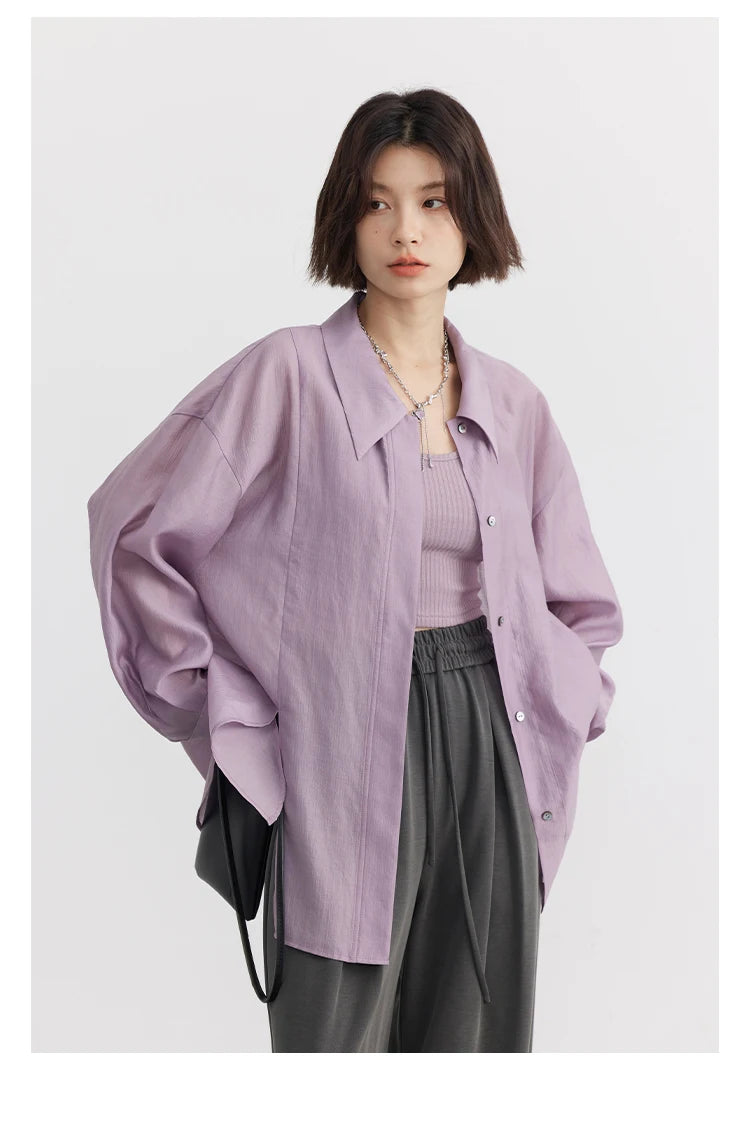CHIC VEN Women Thin Shirt Long Sleeve Casual Loose Slightly Transparent Cool Blouses Woman Solid Design Female Top Summer 2026