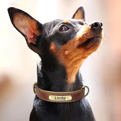 Personalized Leash Custom Dog Collar PU Leather Pet Dog Tag Collars Free Engraved Nameplate For Small Medium Large Dogs Pitbull
