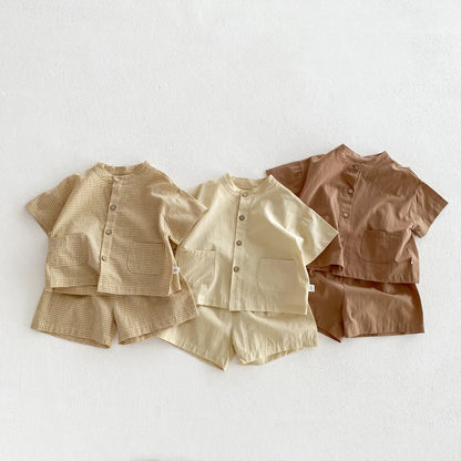 MILANCEL Chidren Clothing Set Casual Boys Suit  Short Sleeve Shirt And Pants 2 PCs Clothes Suit