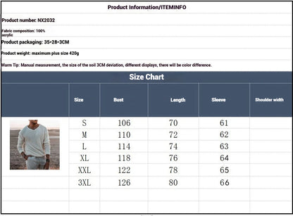 European and American Fashion Men's Knitted Sweater Casual Loose Sweater V-neck Long Sleeved Pullover Sweater Plus Size Jacket