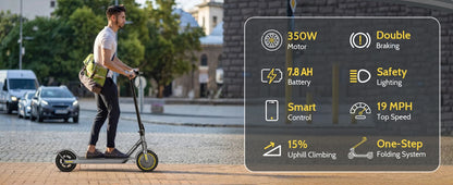 NAVIC T5 Electric Scooter 350W 19MPH APP Smart Control Scooter 8.5inch Solid tire Folding E-Scooter 22Miles Max Range for Adult