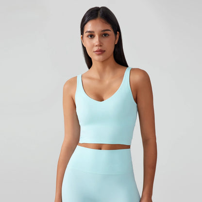 Sports Bra For Women - Breathable Yoga Crop Top With Fixed Chest Pad & U-Shaped Back