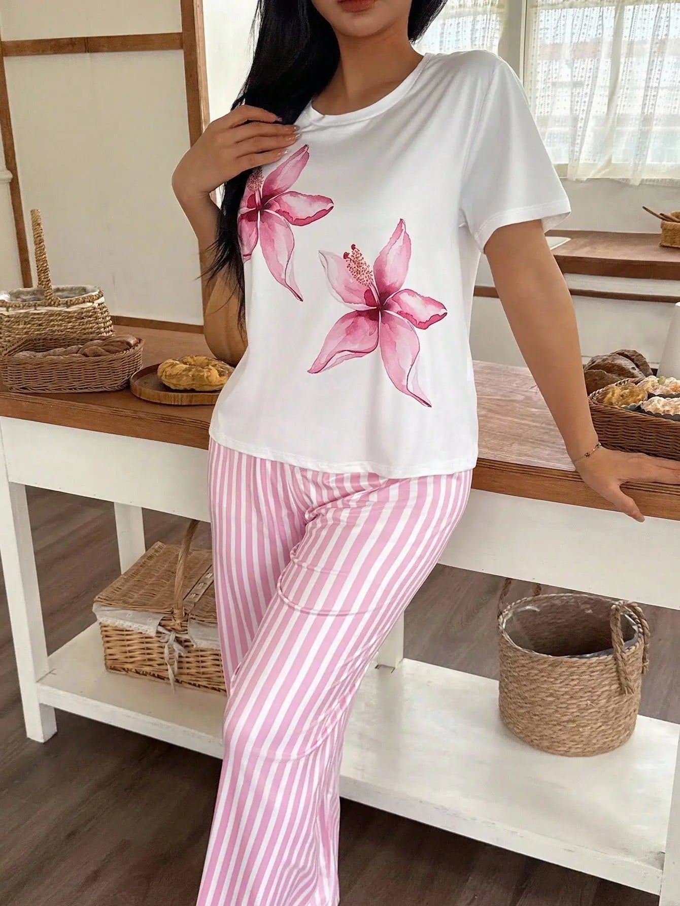 Pyjama Femmes 2 Piece Set Short Sleeve Sleepwear Women Home Suit for Women Pajama Night Wear Ladies Two-piece Set Woman Pajamas