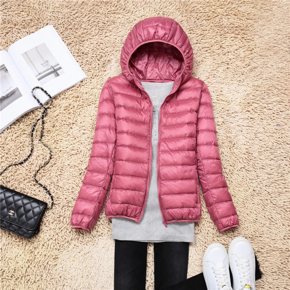 Women Puffer Jacket - Plus Size Jackets, Lightweight Down Coat With Zipper Closure