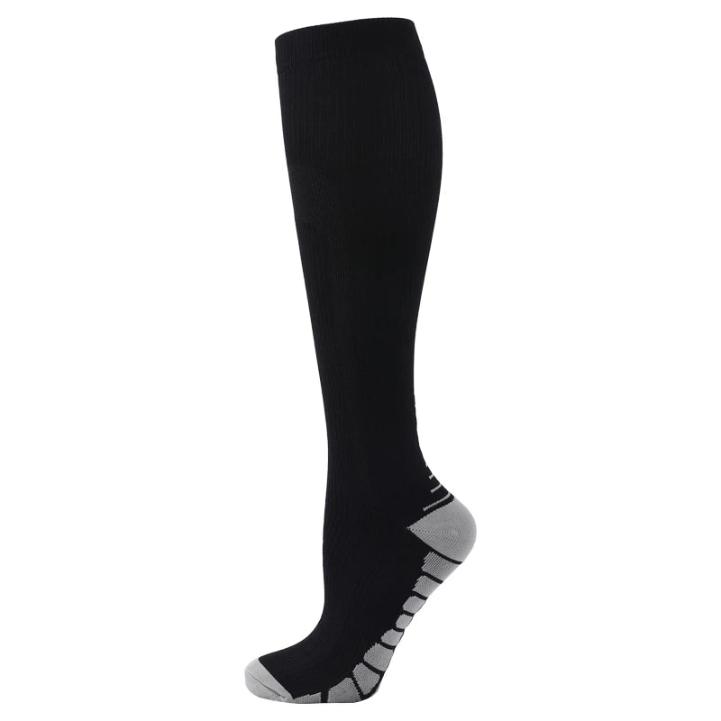 Compression Socks For Running & Sport - 20-30 mmHg Knee High Black Anti Fatigue