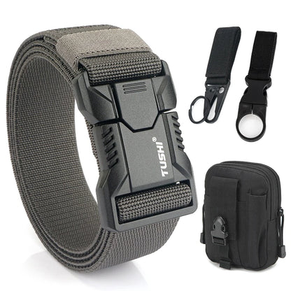 Tactical Outdoor Belt - Adjustable Elastic Waistband With Aluminum Alloy Buckle For Men