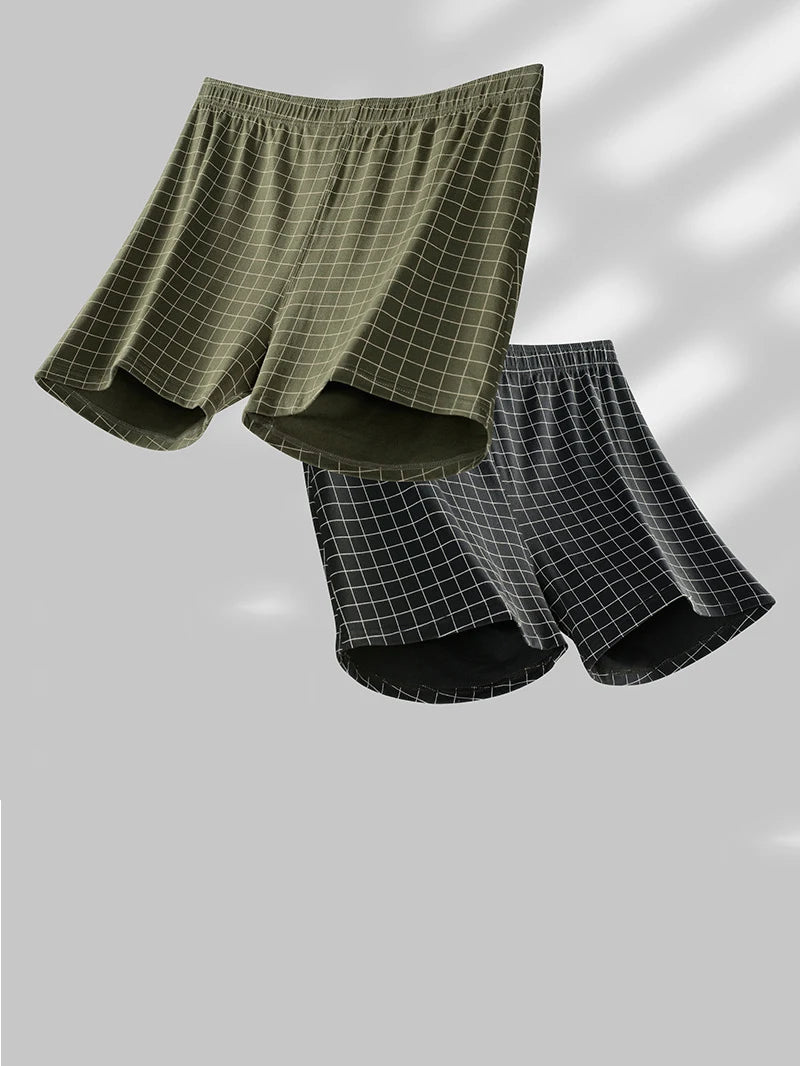 4-Piece Set Of Plaid Printed Elderly Aro Pants Casual And Loose Men's Boxer Shorts Comfortable And Breathable Underwear