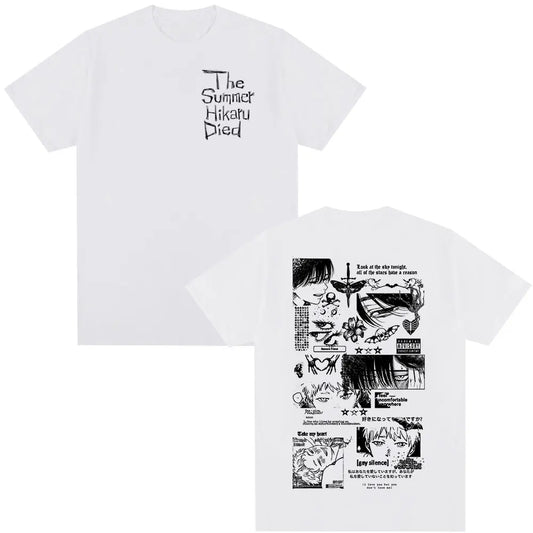 Anime The Summer Hikaru Died Hikaru Yoshiki Manga Short Sleeve T-shirts Men Women Fashion Cotton Casual Oversized T Shirt Couple