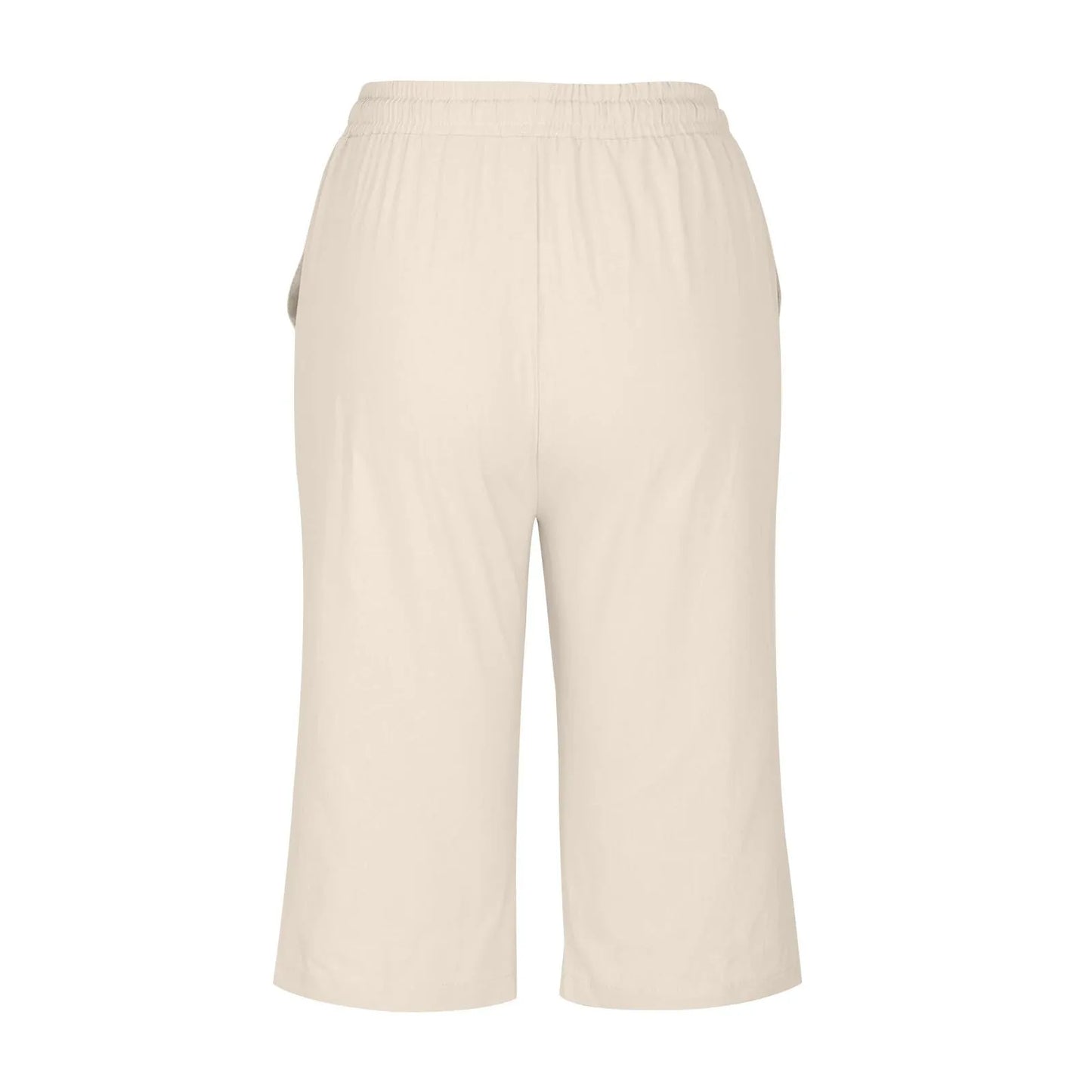 Casual Cotton Linen Pants For Female Streetwear Solid Color Wide Leg Capri Versatile Palazzo Pants Baggy Cargo Pants With Pocket