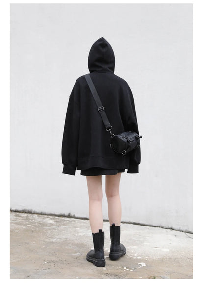 CHIC VEN Women Sweatshirts Hoodies Solid Loose Casual Hooded Female Tops Lady Coat Medium Length Overcoat Spring Autumn 2025