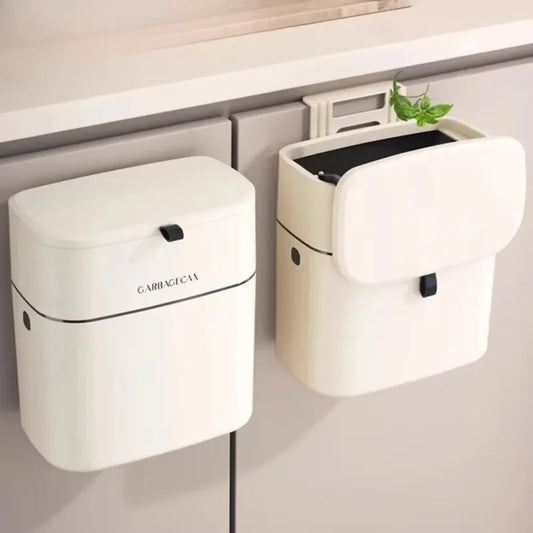 Hanging Trash Can - Stylish Kitchen  Bathroom Waste Bin with Flip Cover