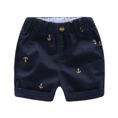 Boys Cotton Anchor Shorts - Toddler Summer Beach Capris 2-9 Years