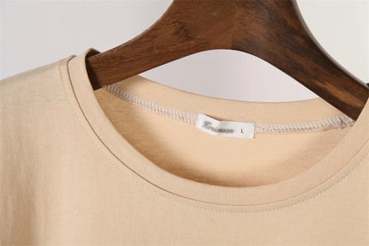 Hirsionsan 100% Cotton Letter Print T Shirt Women 2024 Summer New Basic Vintage Tee Casual Loose Chic O Neck Female Couple Tops