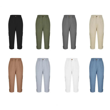 Women's Capris Joggers Mid Rise Cropped Cargo Pants Summer Quick Dry Hiking Pants with Multi Pockets Lightweight Summer Bottoms