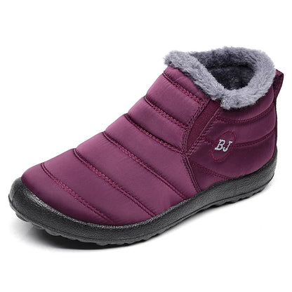 Women Winter Boots - Lightweight Waterproof Ankle Snow Boots With Plush Lining