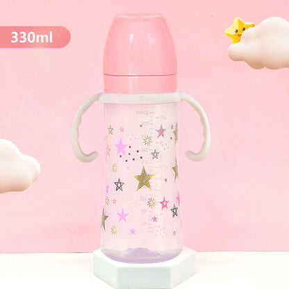 1PC 330ml large-capacity baby feeding bottle star PP bottle wide diameter anti-fall lightweight ergonomic handle design