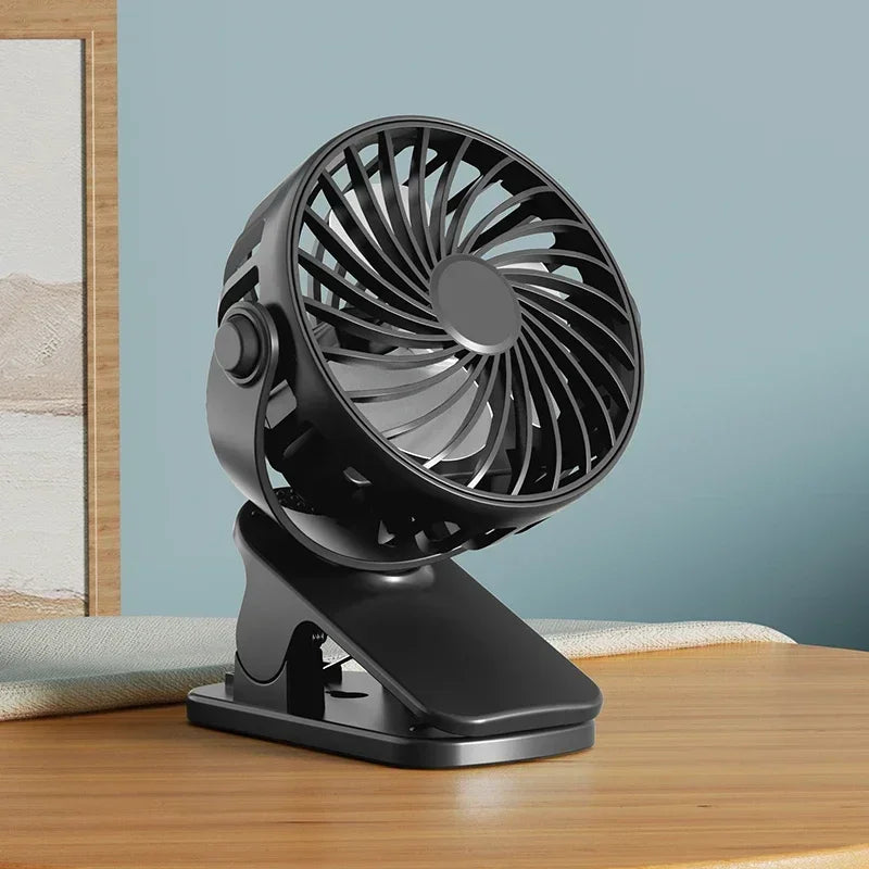 Portable Mini Cooler Fan 720°Rotatable Clip Fan Built In Night Lamp USB Rechargeable Personal Fan For Outdoor Camping Ventilador
